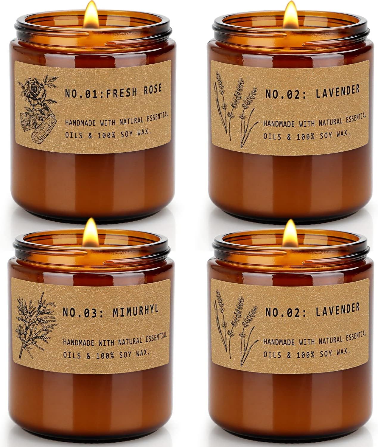 Amazon.com: Candles Gifts for Women, 4 Pack 28 Oz Candles for Home Scented, Large Soy Aromatherap... | Amazon (US)
