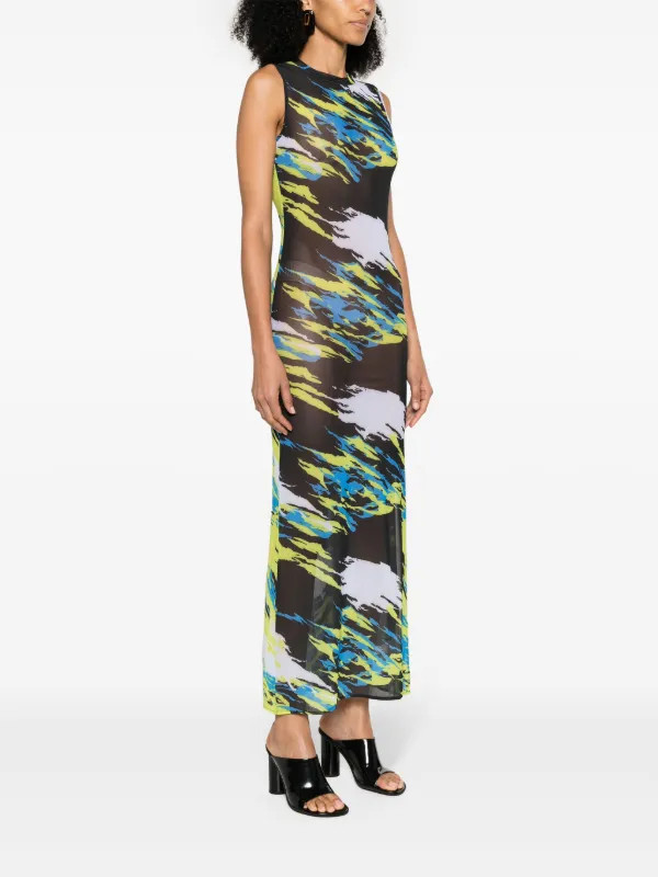 Coperni moto-print Sheer Mesh Dress - Farfetch | Farfetch Global