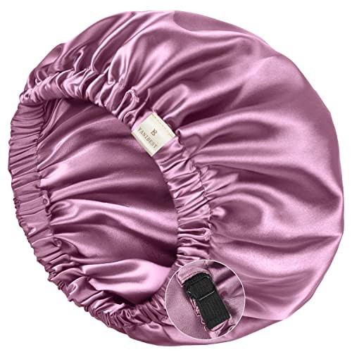 YANIBEST Silk Sleep Cap Satin Bonnet for Black Women Men for Curly Braids, Lavender, Large | Amazon (US)
