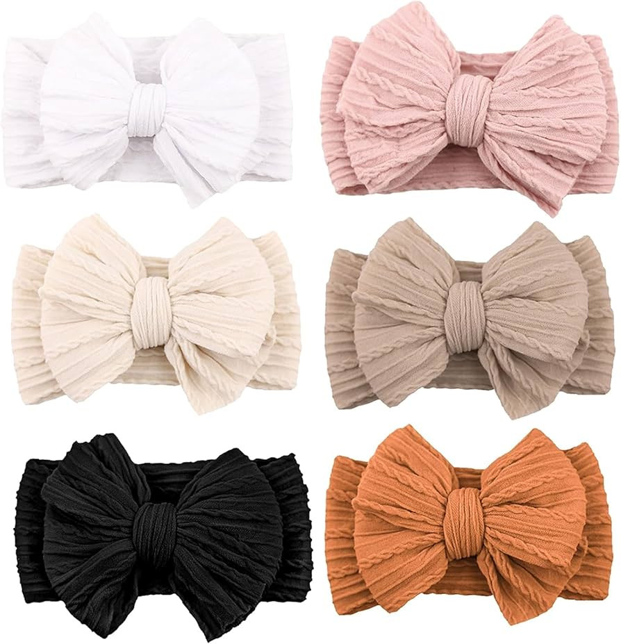 Niceye Handmade Baby Headbands Soft Stretchy Nylon Hair Bands with Bows for Newborn Infant Baby T... | Amazon (US)