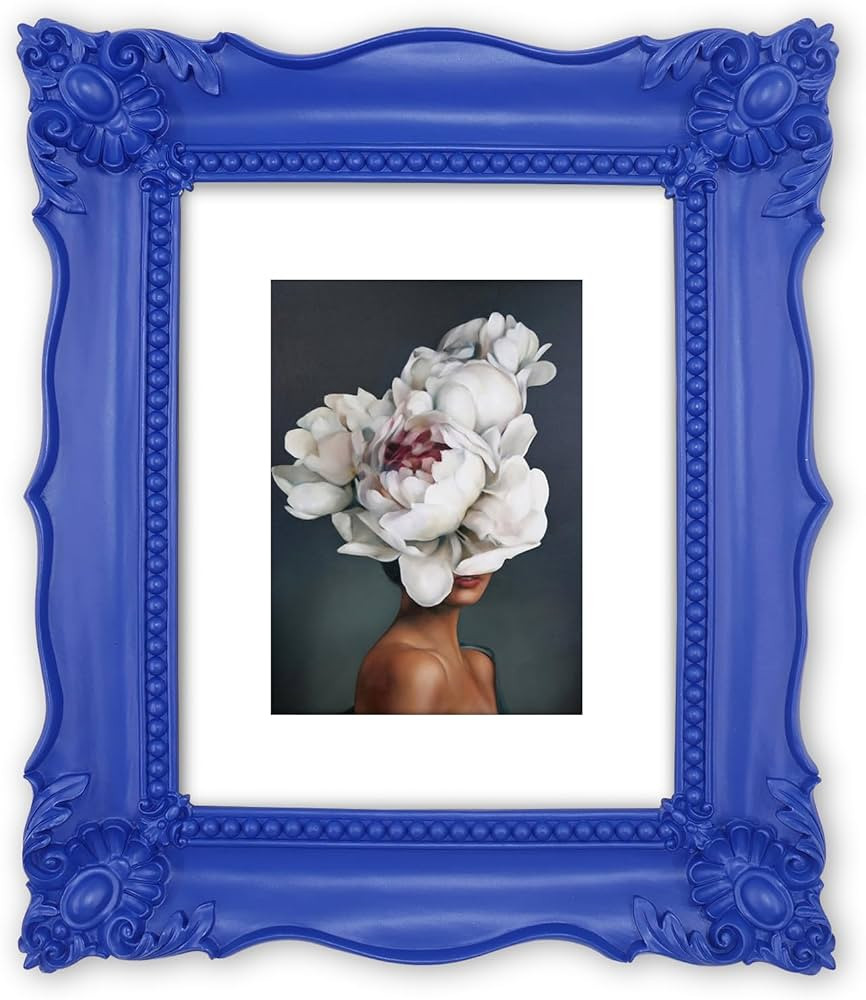 SIMON'S SHOP 8x10 Picture Frame with Mat for 5x7 Photo, Klein Blue Fancy Wall and Tabletop Photo ... | Amazon (US)