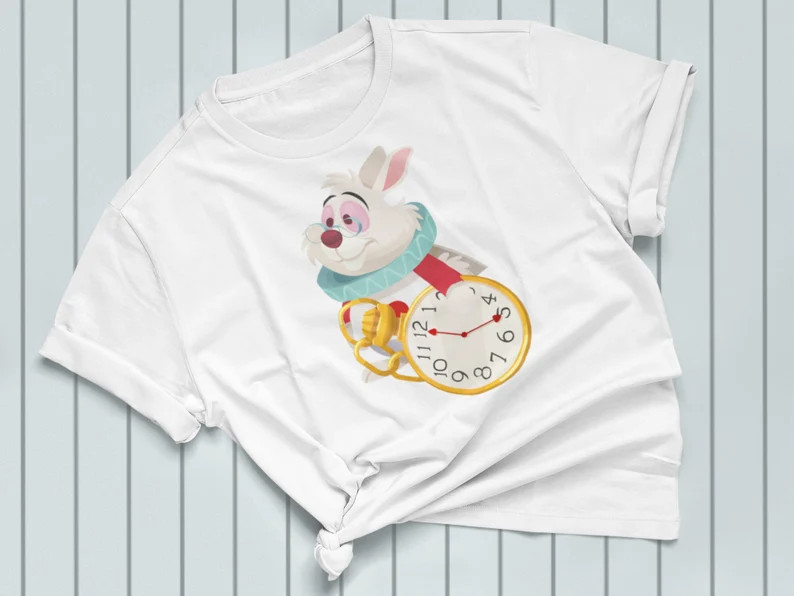 Classic Disney Alice in Wonderland White Rabbit Unisex Softstyle T-shirt / I'm Late I'm Late Alic... | Etsy (US)
