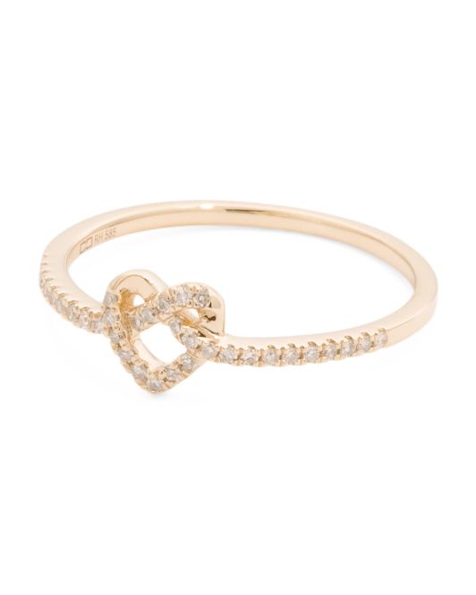 14kt Gold Diamond Love Knot Ring | TJ Maxx