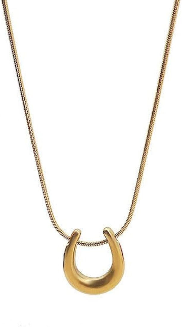 Dainty Horseshoe Necklace Gold Necklace for Women 18K Gold Lucky Horse Shoe Pendant Necklace Mini... | Amazon (CA)