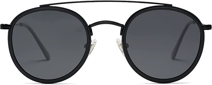 SOJOS Retro Round Polarized Sunglasses UV400 Double Bridge Sun Glasses SUNSET SJ1104 | Amazon (US)