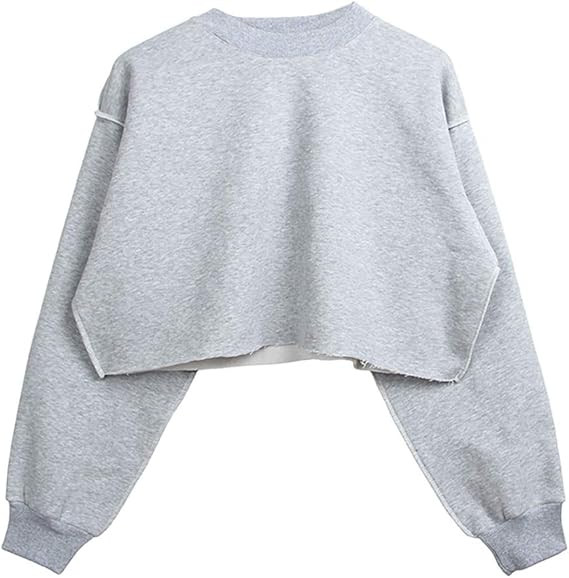 Women Pullover Cropped Hoodies Long Sleeves Sweatshirts Casual Crop Tops for Spring Autumn Winter | Amazon (US)