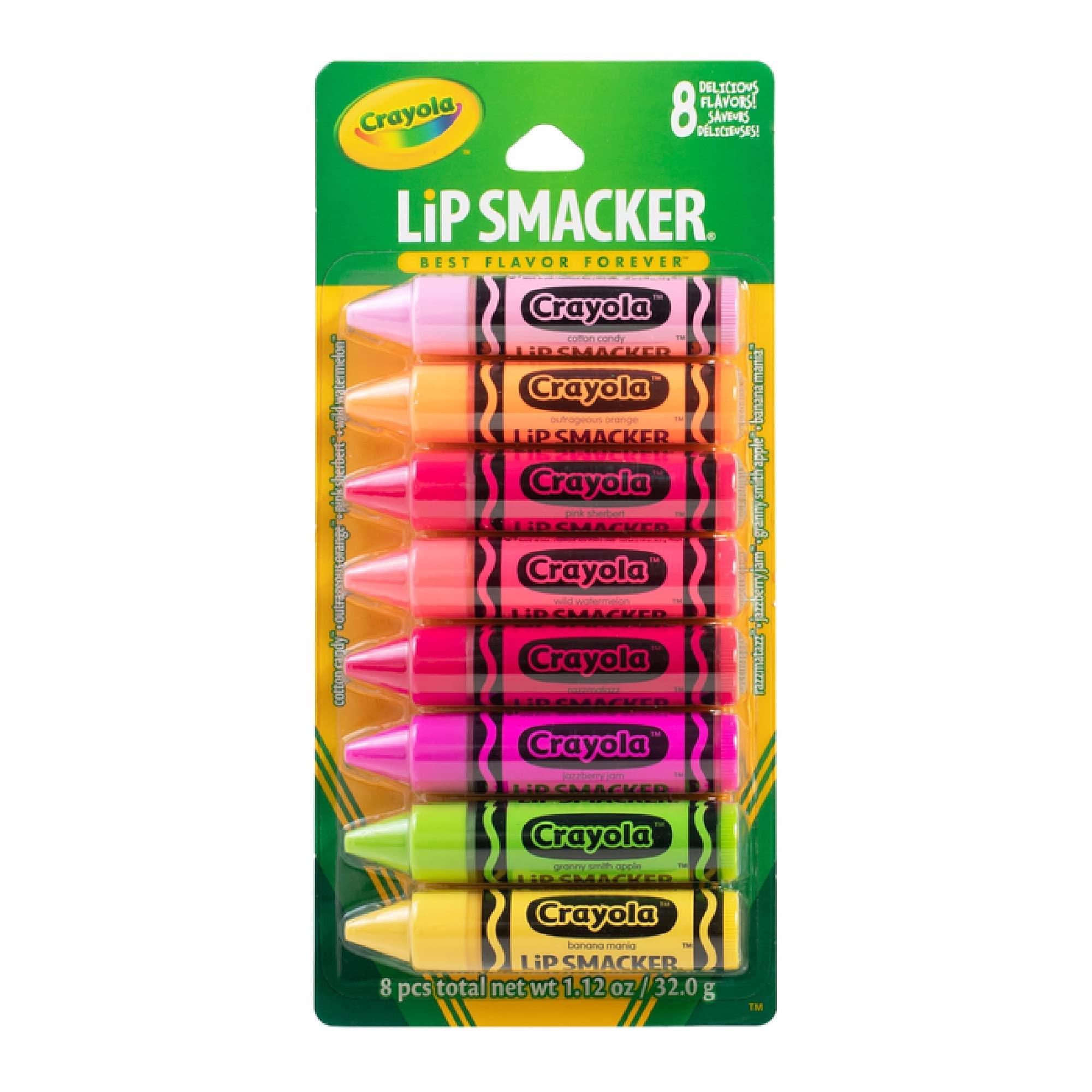 Lip Smacker Crayola Lip Balm Party Pack - 8 Moisturizing Lip Balms, Cotton Candy, Orange, Sherber... | Amazon (US)