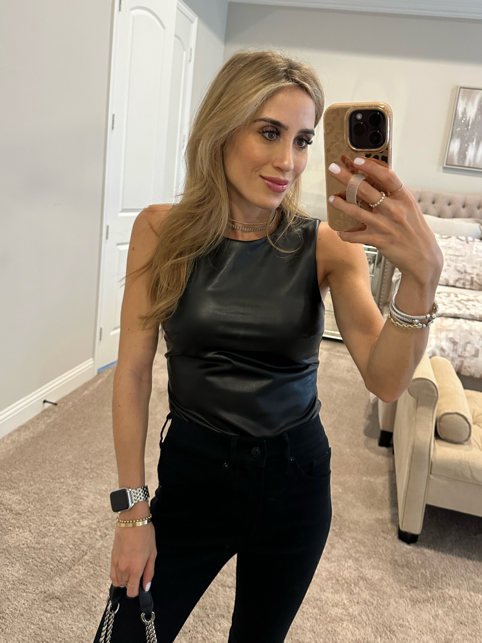 Faux leather bodysuit size Xs perfect for the holidays 

#LTKunder50 #LTKunder100