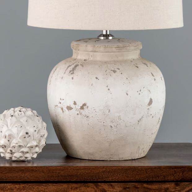 Gray 19-inch Antique Ceramic Urn Table Lamp | Rugs USA