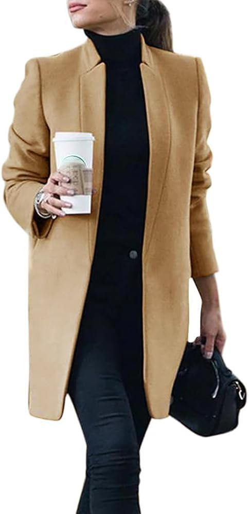 IDEALSANXUN Womens Wool Coat Long Blazer Jackets Fall Winter Peacoat with Pockets | Amazon (US)