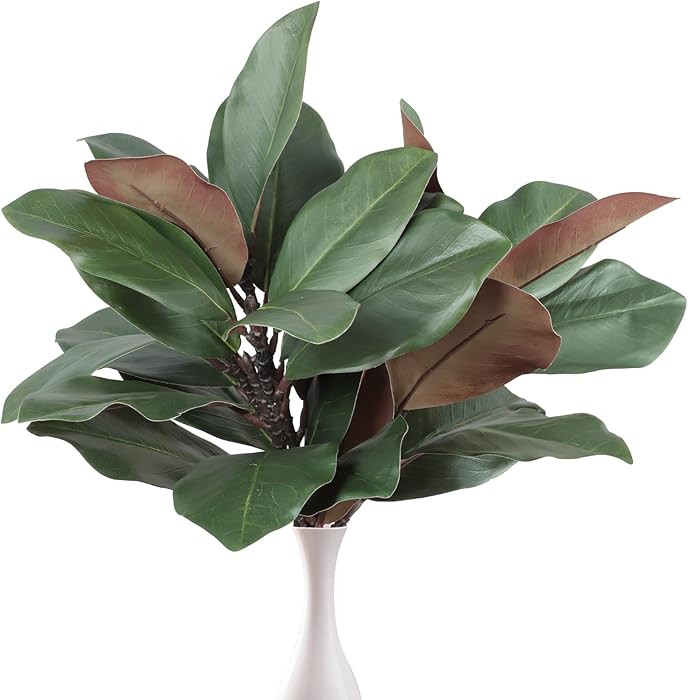 3Pcs Artificial Magnolia Leaves Stems Fake Magnolias Leaf Branches Faux Greenery Stems Real Touch... | Amazon (US)