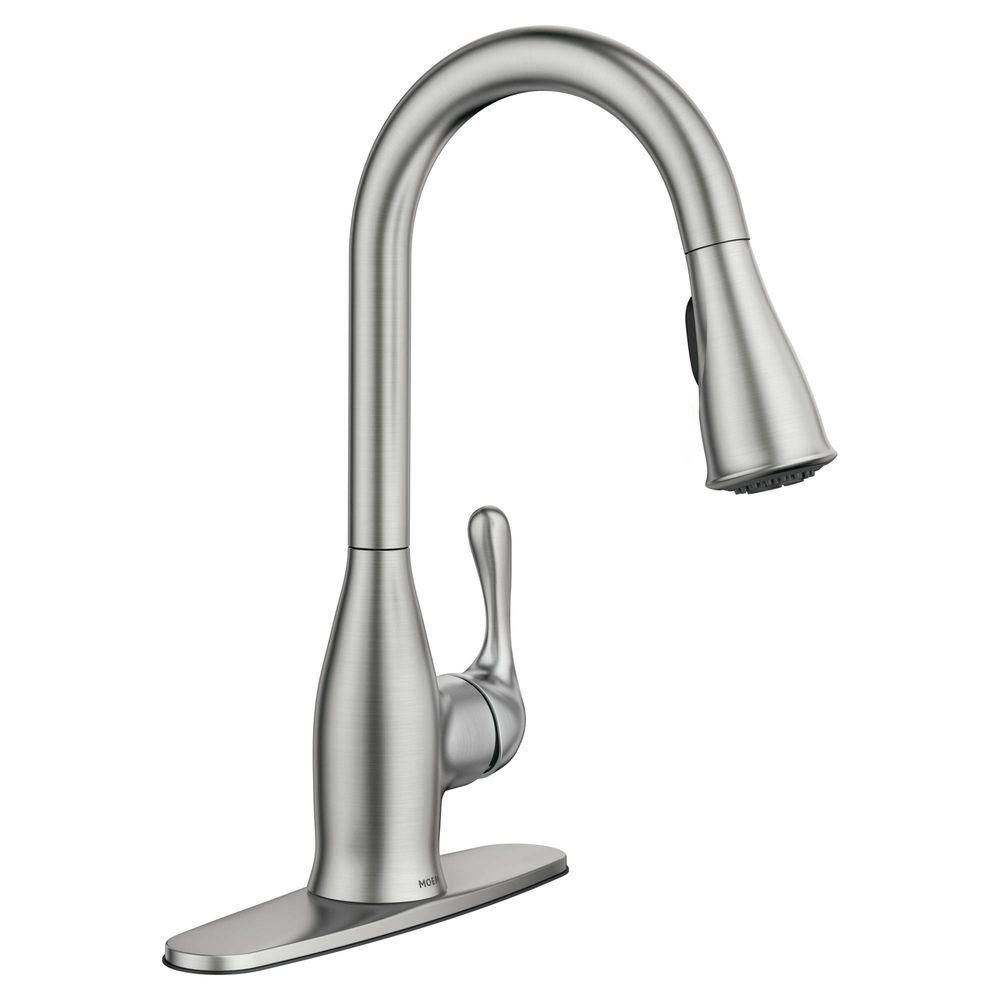 Kaden Single-Handle Pull-Down Sprayer Kitchen Faucet with Reflex and Power Clean in Spot Resist S... | The Home Depot