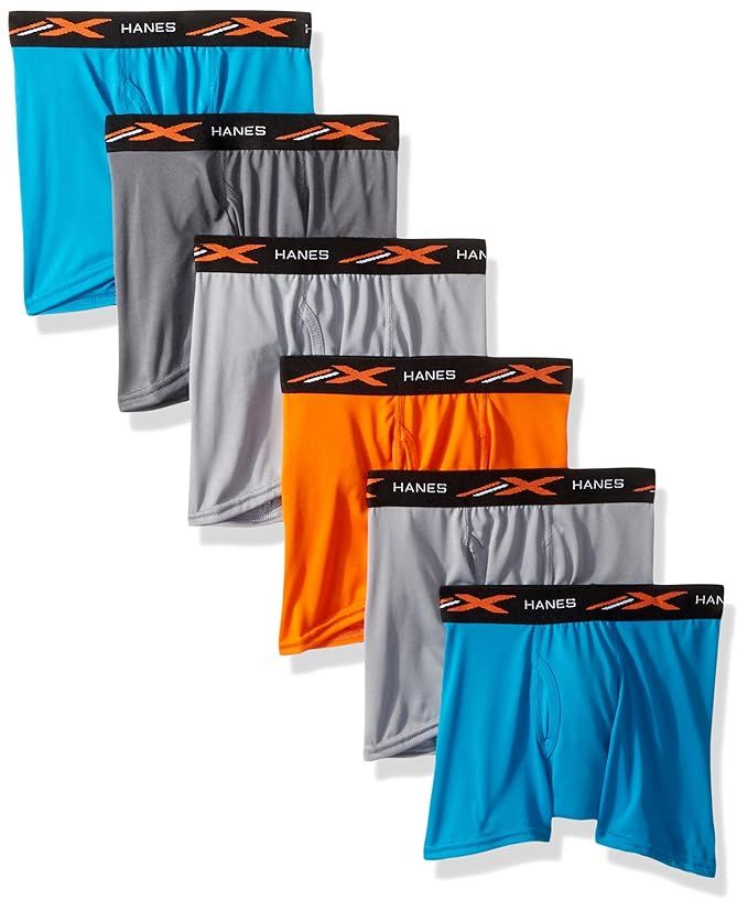 Hanes Boys' X-Temp Performance Cool Dyed Boxer Brief 6-Pack | Amazon (US)