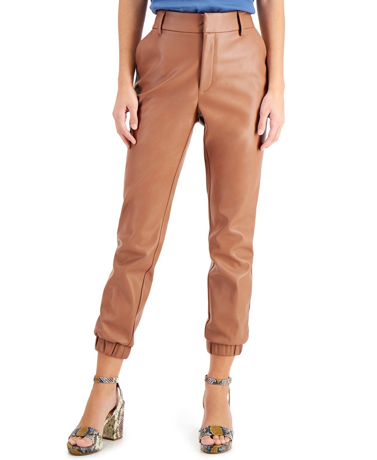 Bar III Faux-Leather Jogger Pants, Created for Macy's & Reviews - Pants & Capris - Women - Macy's | Macys (US)