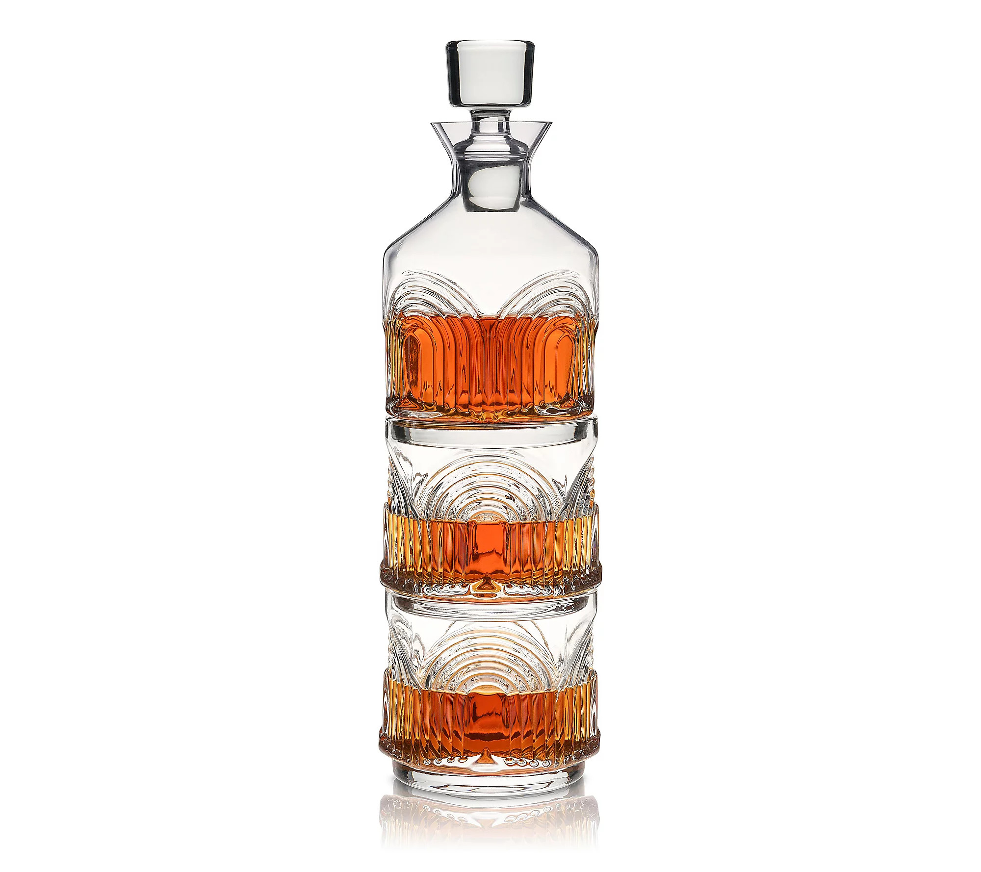 Viski 3-Piece Deco Beau Crystal Stacking Decant er | QVC