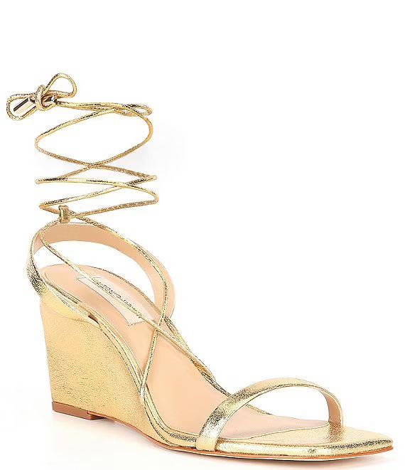 Maryamm Metallic Leather Lace-Up Wedge Sandals | Dillard's