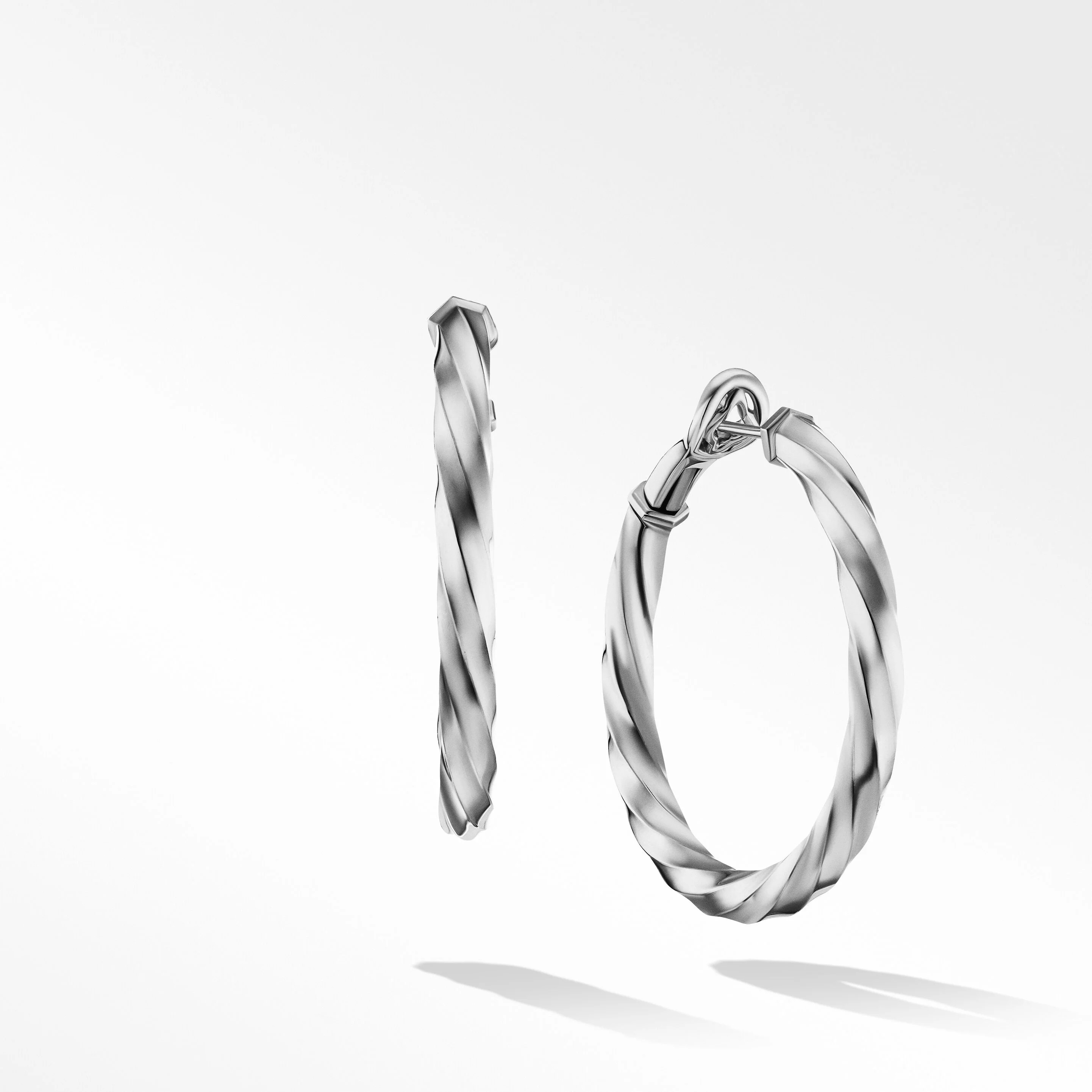 Cable Edge® Hoop Earrings in Recycled Sterling Silver | David Yurman