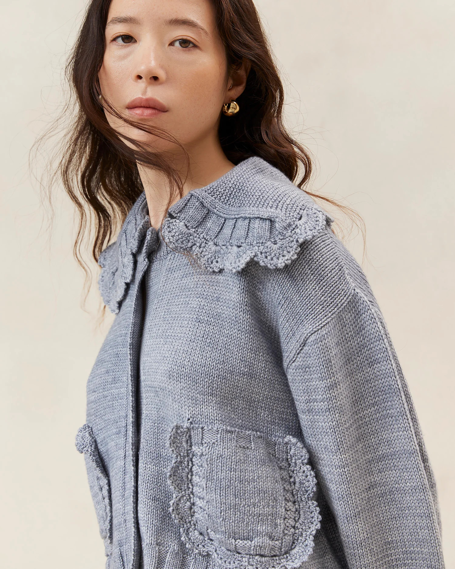 Lo Grey Collared Cardigan | Loeffler Randall