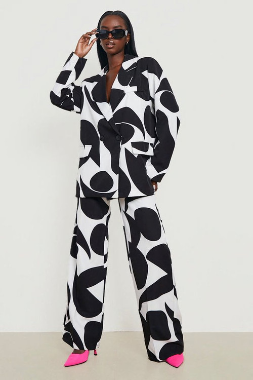 Abstract Printed Extreme Wide Leg Trousers | Boohoo.com (US & CA)