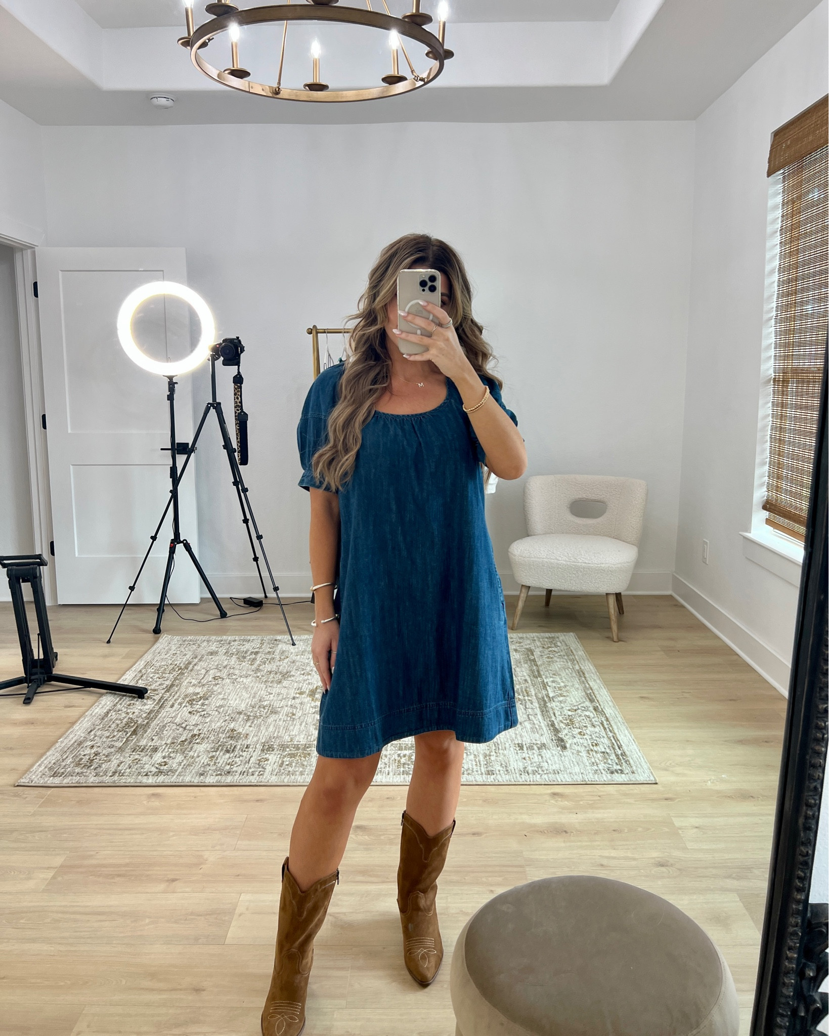 FALL DENIM DRESS 👗 Wearing this denim puff sleeve mini dress from Walmart in a size small, fits tts. Perfect for the fall with your favorite pair of boots 👢 more fall dresses linked below!

Fall Dress, Denim Dress, Fall Denim Dress, Mini Dress, Walmart Dress, Walmart Fall Dress, Fall Outfits, Madison Payne

#LTKfindsunder50 #LTKSeasonal #LTKstyletip