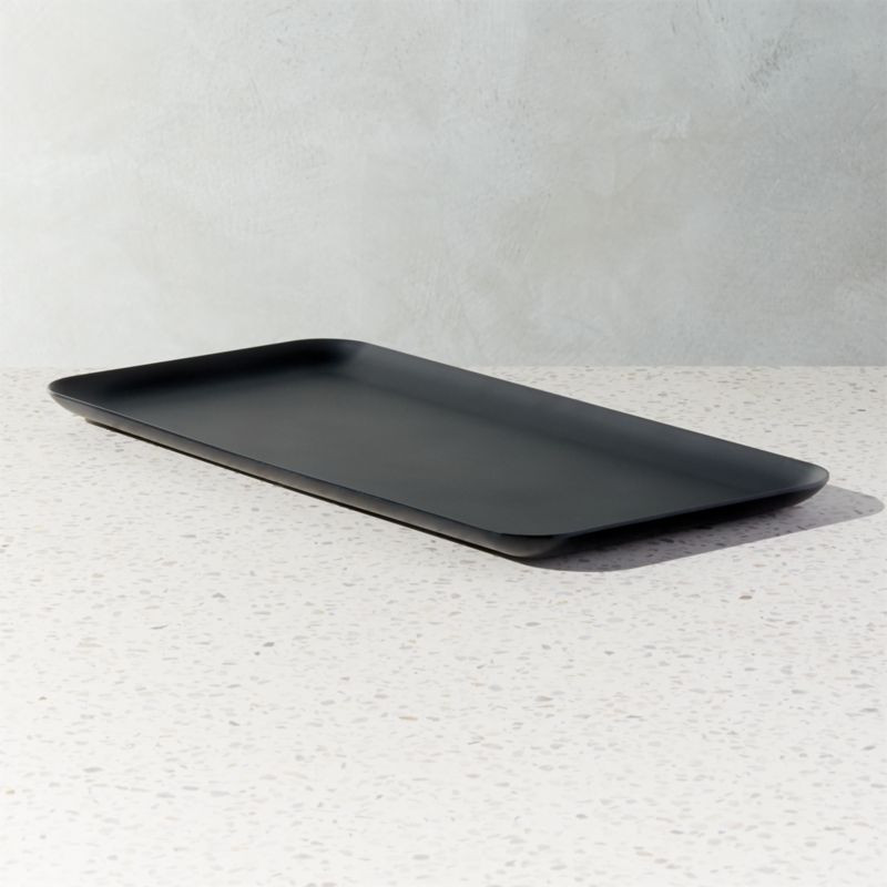 Pebble Matte Black Melamine Rectangular Serving Platter + Reviews | CB2 | CB2