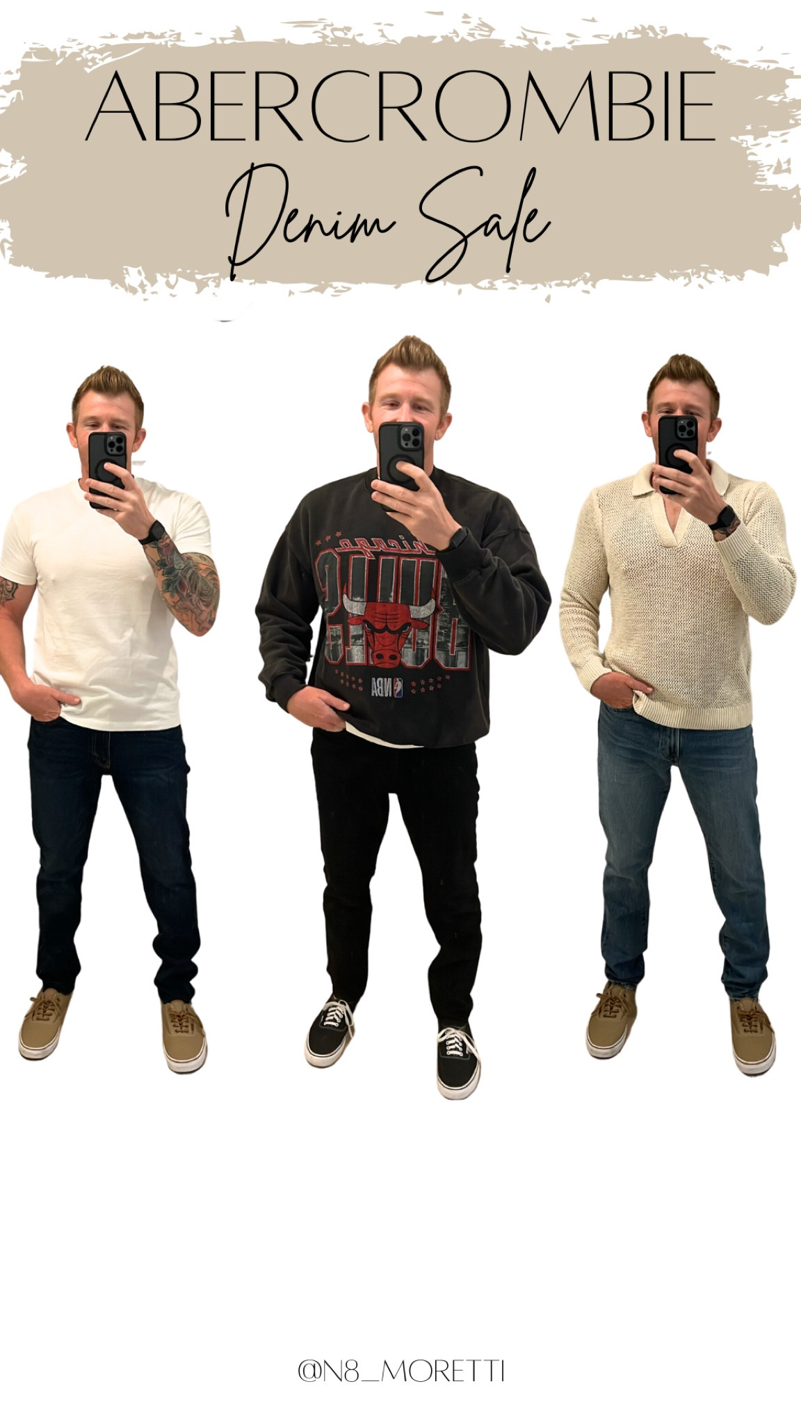 Abercrombie denim sale 
Jeans 33w 32l
T-shirts M
Other tops L
I’m 5’11” 188 

Use code DENIMAF for additional 15 percent off at checkout 

#fashion #OOTD

#LTKhome #LTKmens #LTKFind