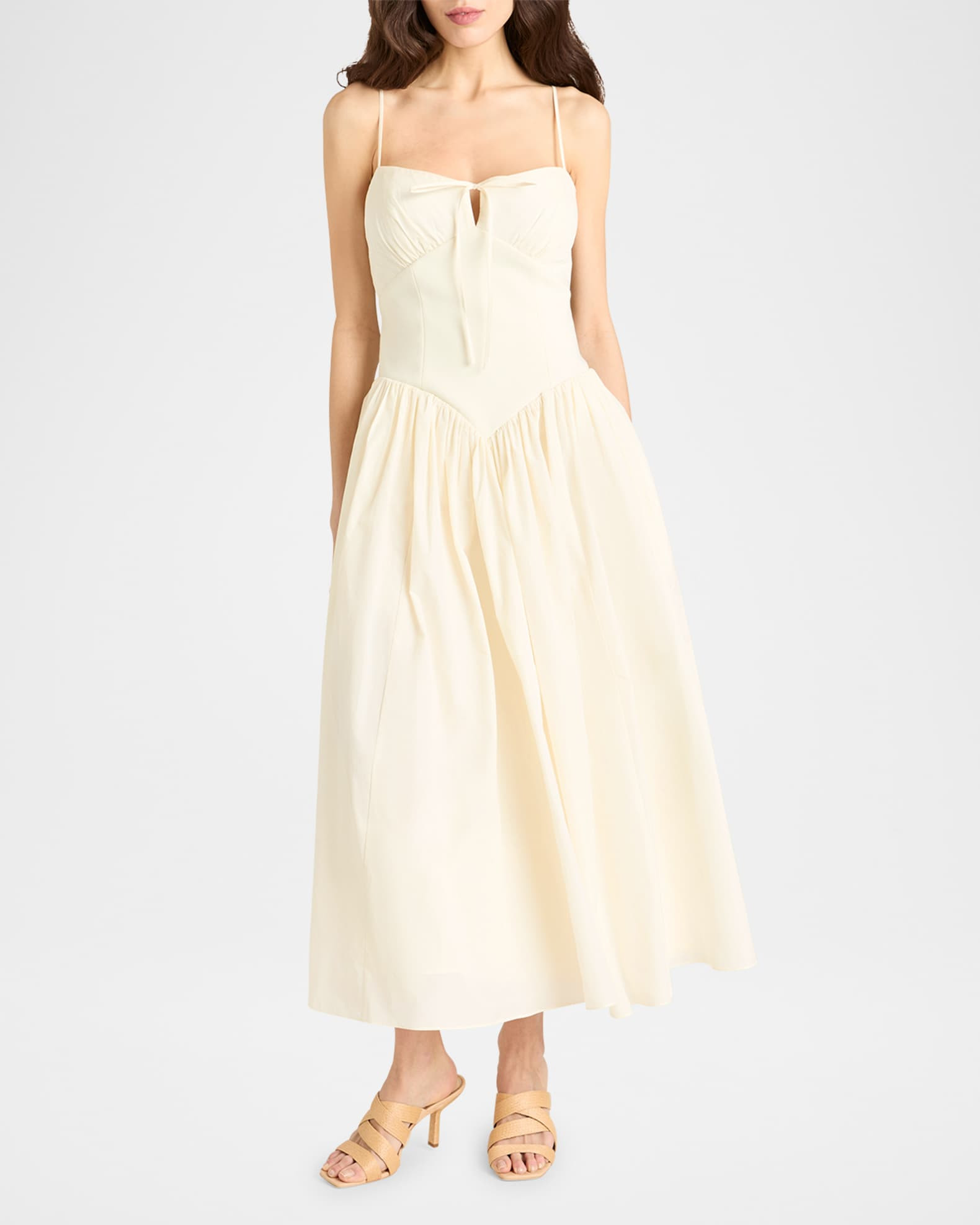 Anela Sleeveless Corset Midi Dress | Neiman Marcus