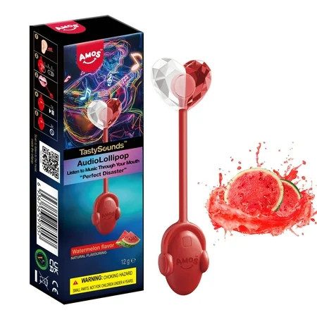Amos Tasty Sound Lollipops Watermelon, Natural Flavored Music Lollipop 0.42oz | Walmart (US)