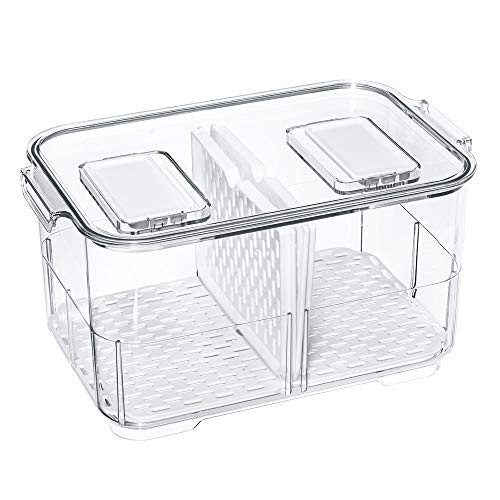 SANNO Fridge Food Storage Containers Produce Saver FreshWorks Produce Food Storage Container Bin Stackable Refrigerator Kitchen Organizer Keeper, with Removable Drain Tray to Keep Fresh | Amazon (US)