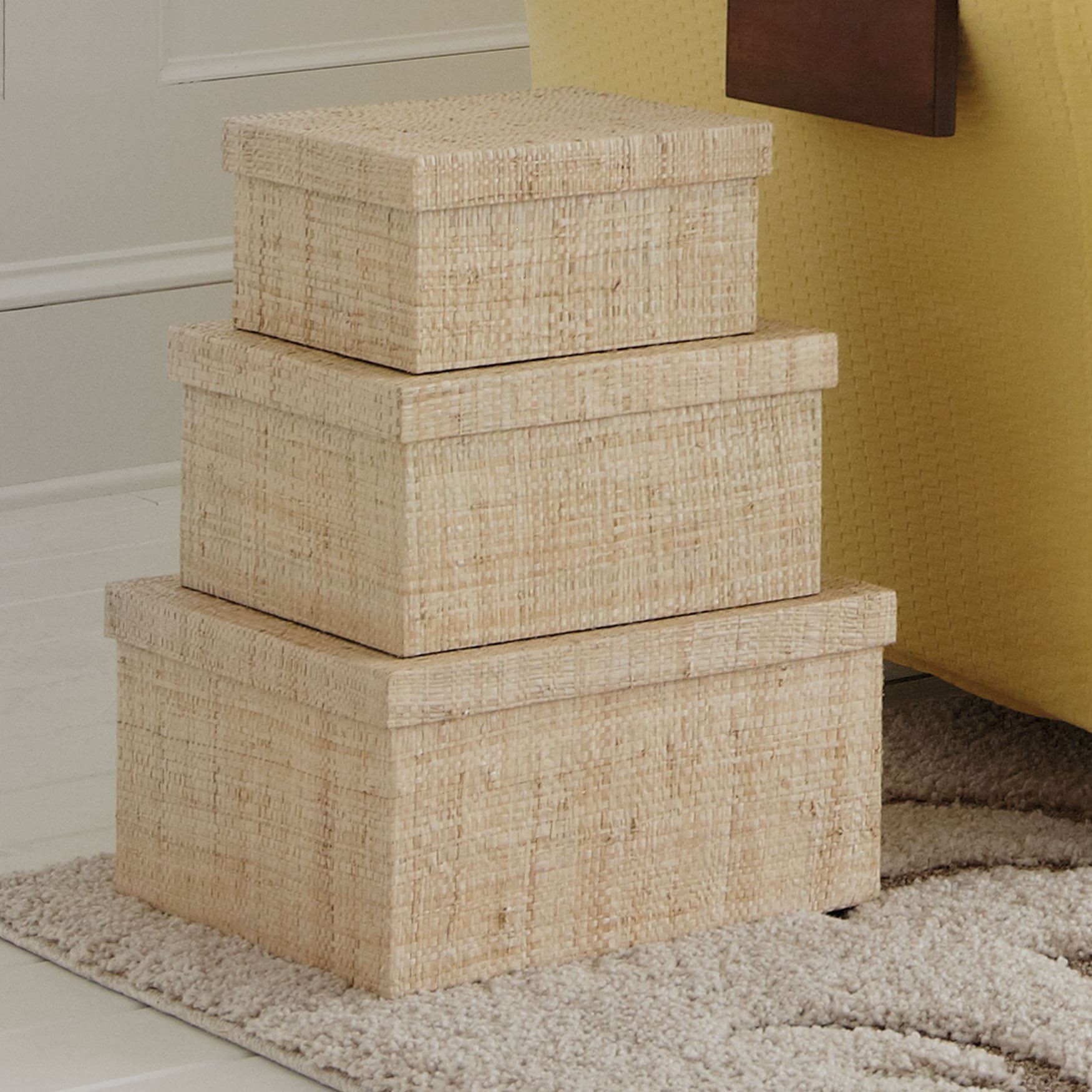 Ross Boxes, Set of 3 0 Natural - BrylaneHome | Brylane Home