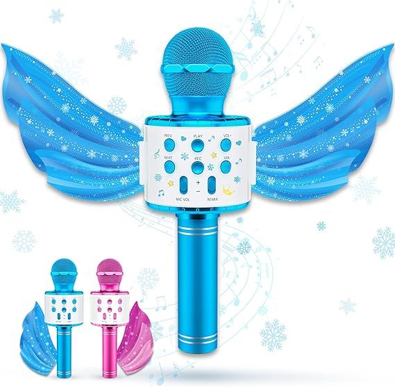 Amazon.com: Karaoke Microphone for Kids Stocking Stuffers Detachable Wings Wireless Bluetooth Mic... | Amazon (US)