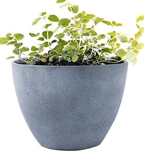 Large Planter Outdoor Flower Pot, Garden Plant Container with Drainage Holes (Weathered Gray, 14.... | Amazon (US)