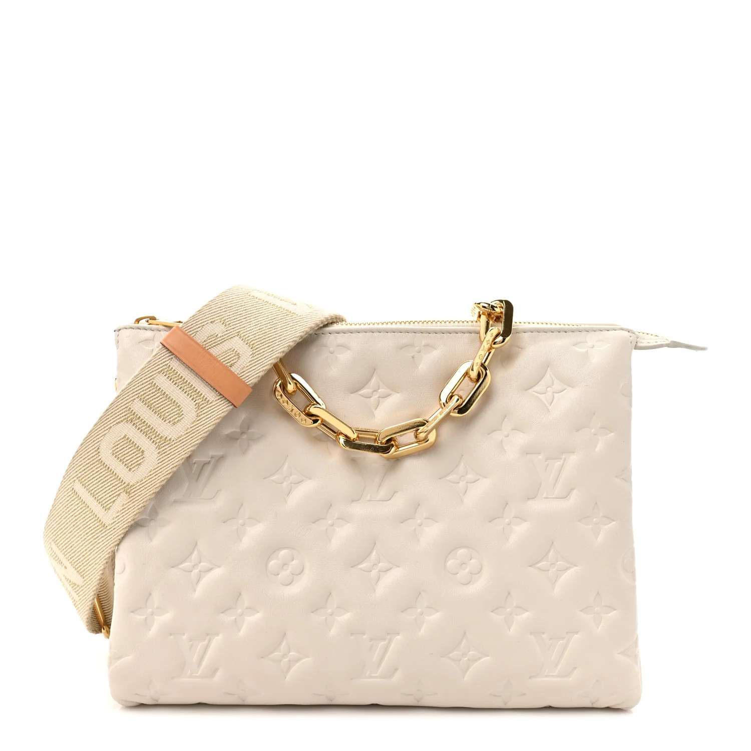 Lambskin Embossed Monogram Coussin PM Beige Cream | FASHIONPHILE (US)