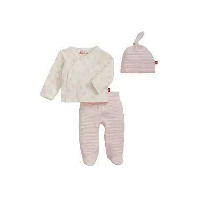 Magnetic Me Tiny Tides Organic Cotton Top, Footed Pants & Hat Set in White at Nordstrom, Size 0-3M | Nordstrom