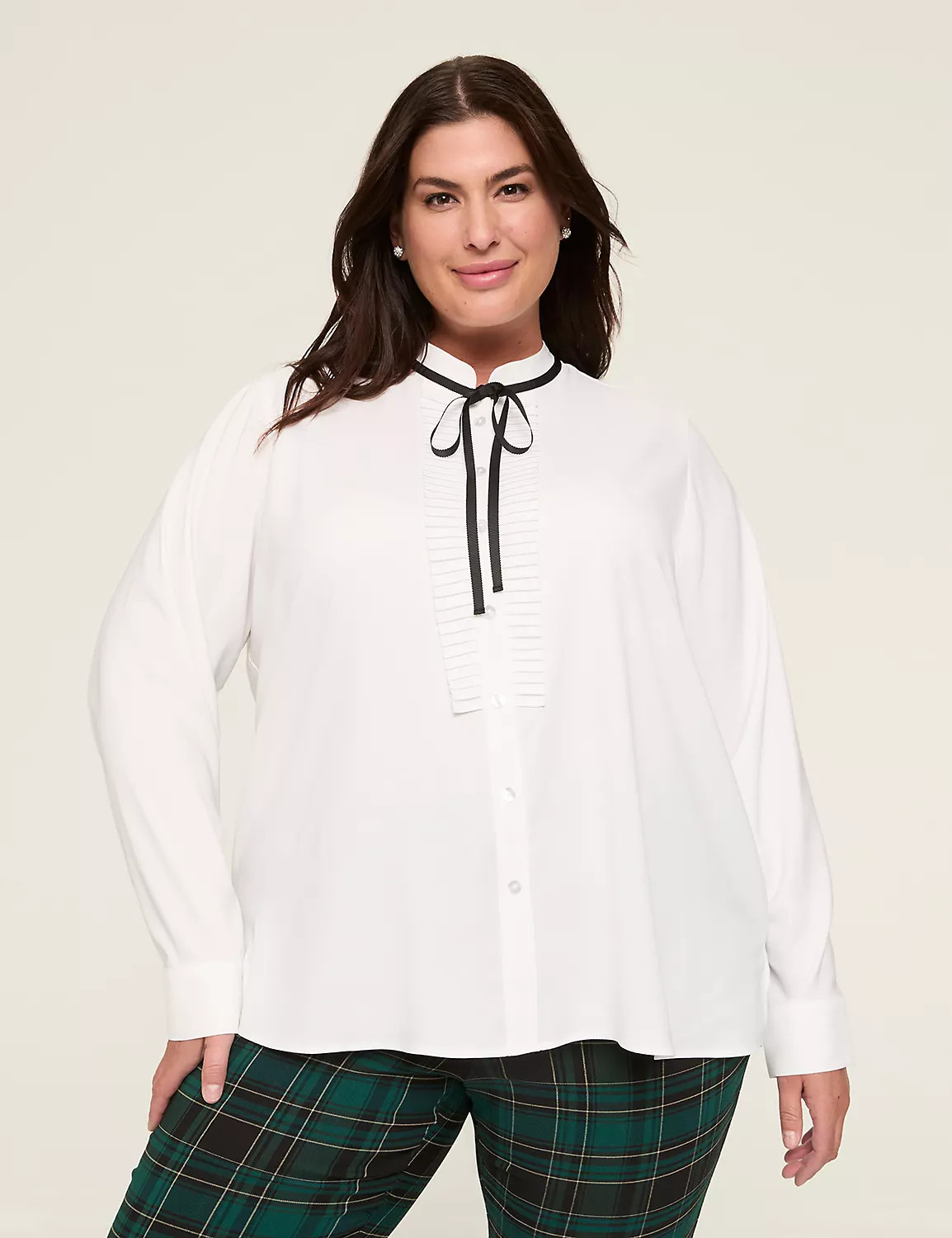 Relaxed Ribbon-Tie Blouse | Lane Bryant (US)
