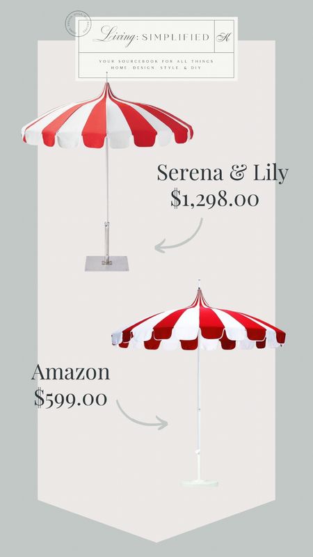 The cutest outdoor umbrella’s with a major Luxe for Less option! Amazon vs. Serena & Lily — these two umbrellas do not disappoint!

#LTKFind #LTKhome #LTKstyletip