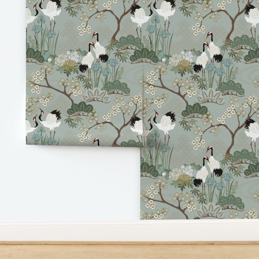 large scale Japanese Garden Sage 24 in repeat | Spoonflower