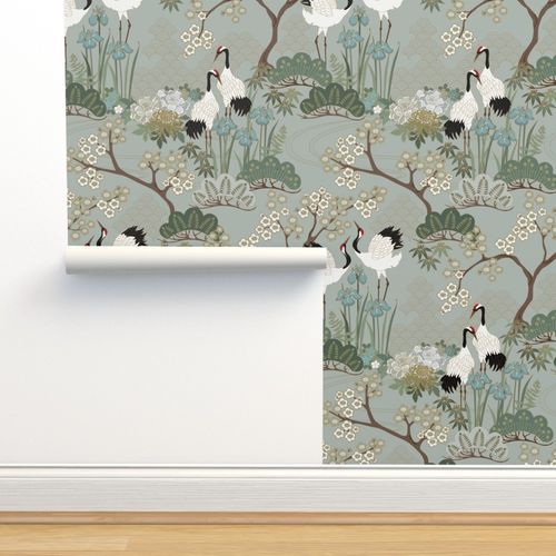 large scale Japanese Garden Sage 24 in repeat | Spoonflower
