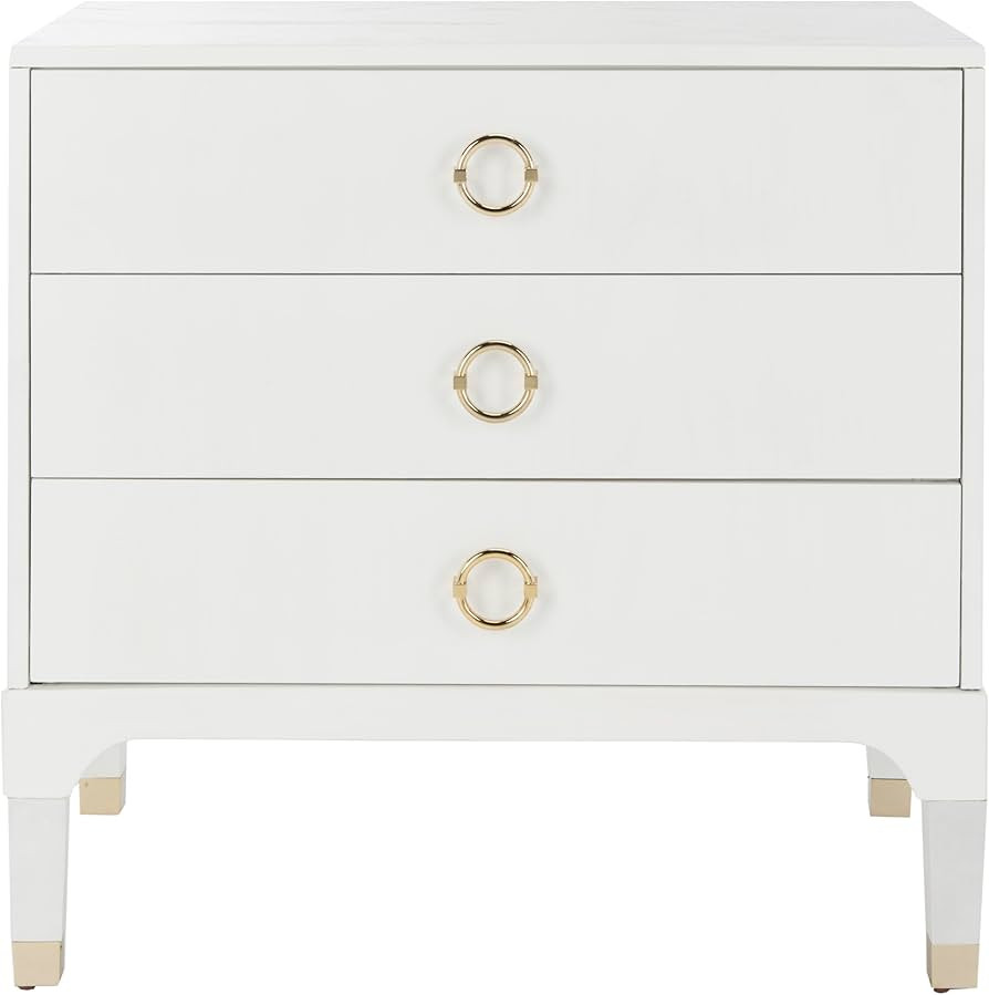 Safavieh Home Collection Lorna 3 Drawer Contemporary Night Stand Nightstand, White | Amazon (US)