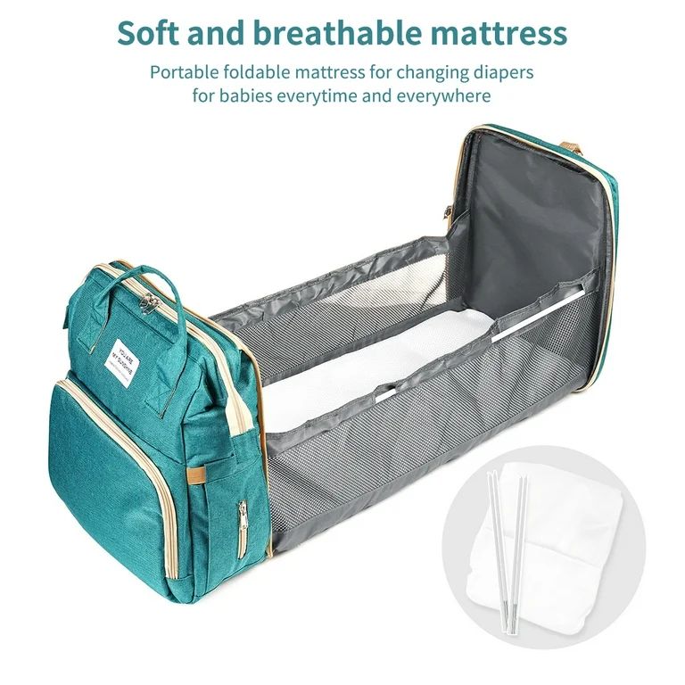 Diaper Bag Backpack , 3 in 1 Travel Mommy Bag, Foldable Crib, Portable Baby Changing Bag, Waterpr... | Walmart (US)