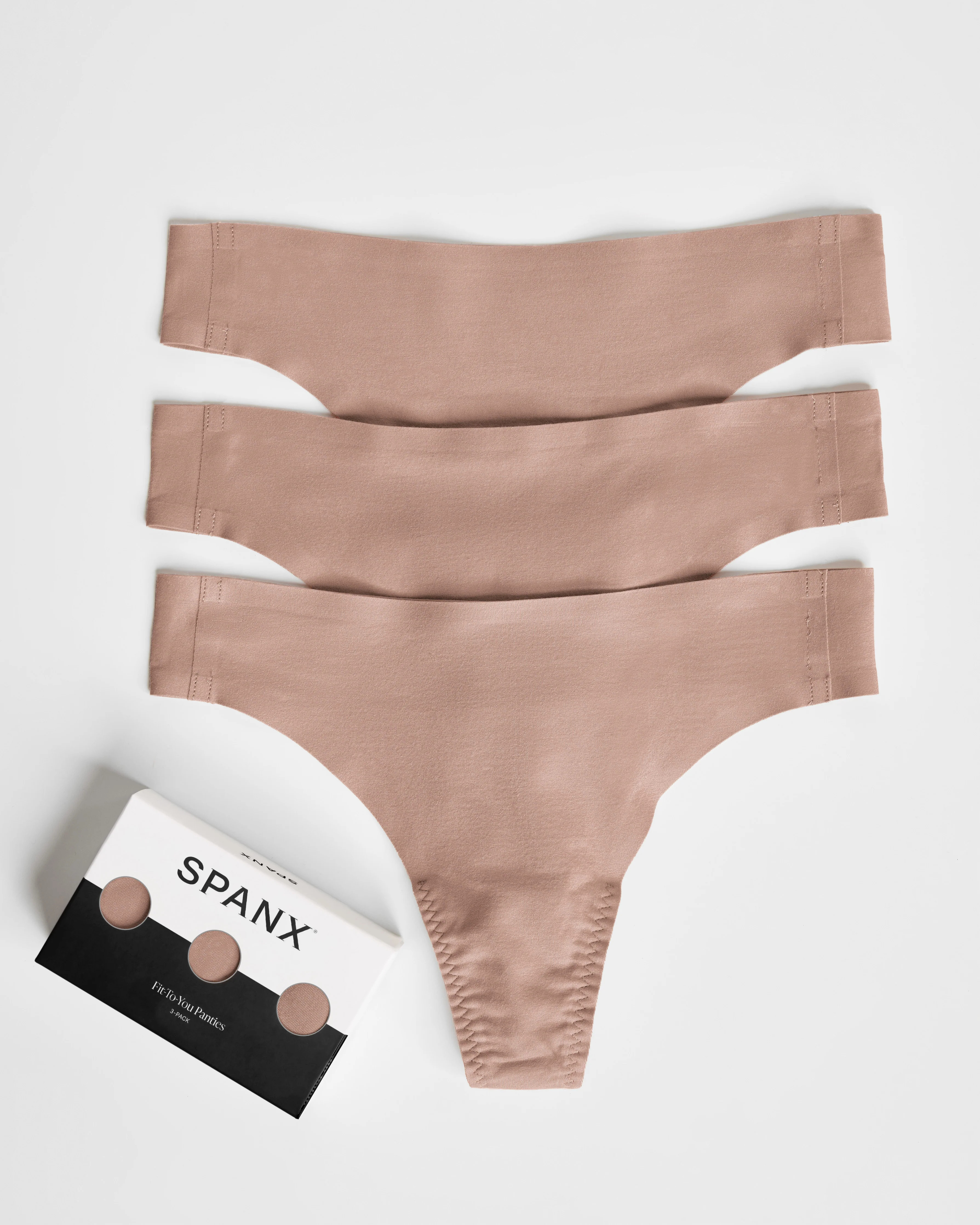 Spanx Women's SPANXsmooth Fit-To-You Thong 3-Pack Box in Cafe Au Lait Bra | Spanx