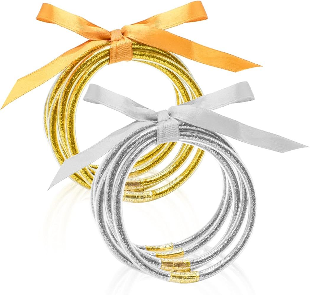ZeeDix Sparkling Fashion Bangles, Soft Silicone Glitter Filled Jelly Bracelet Idea Gift for Girls... | Amazon (US)