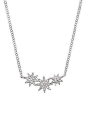 Saks Fifth Avenue 14K White Gold &amp; Diamond 3-Star Pendant Necklace on SALE | Saks OFF 5TH | Saks Fifth Avenue OFF 5TH (Pmt risk)