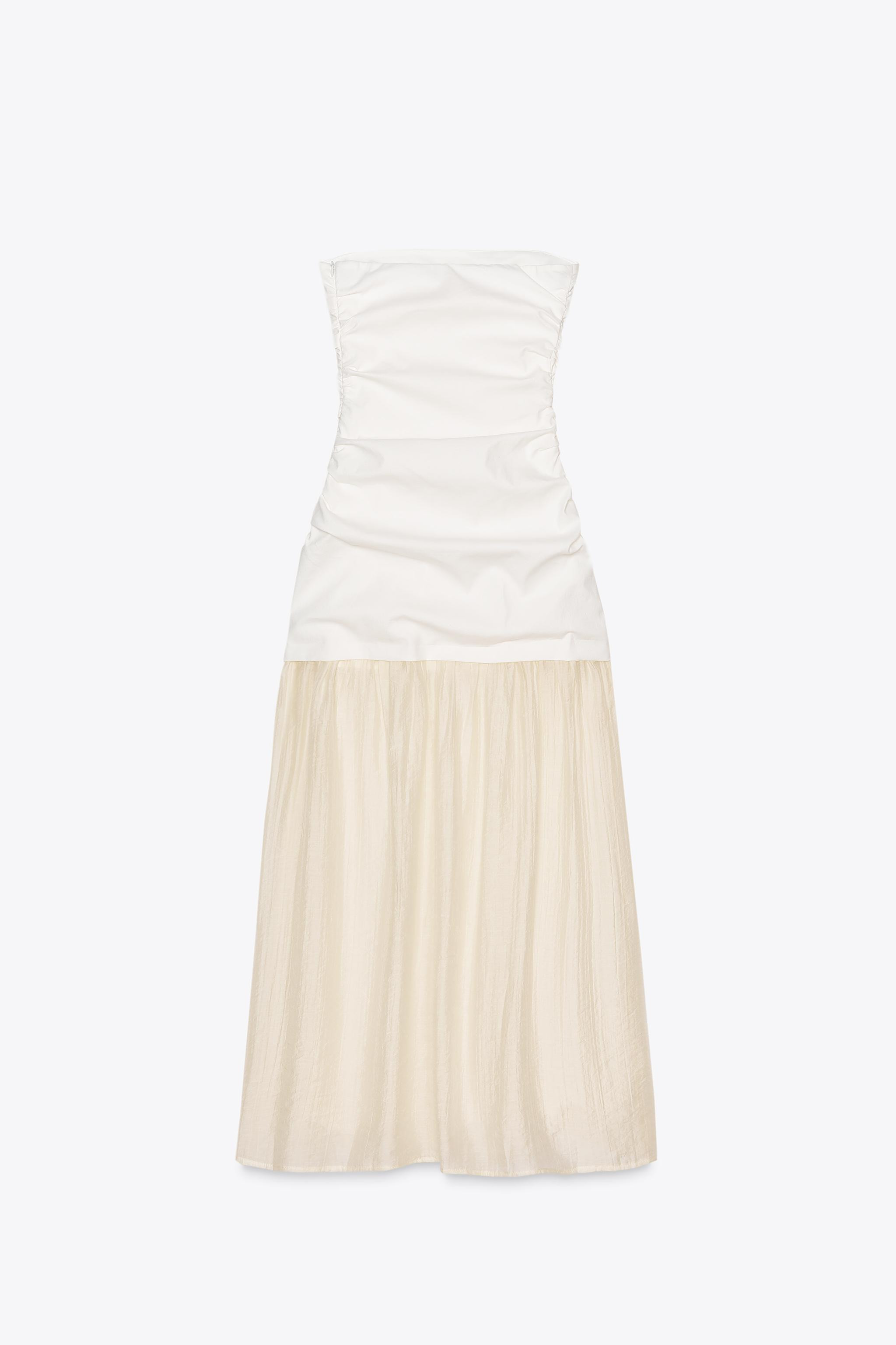 COMBINATION STRAPLESS MIDI DRESS | Zara US