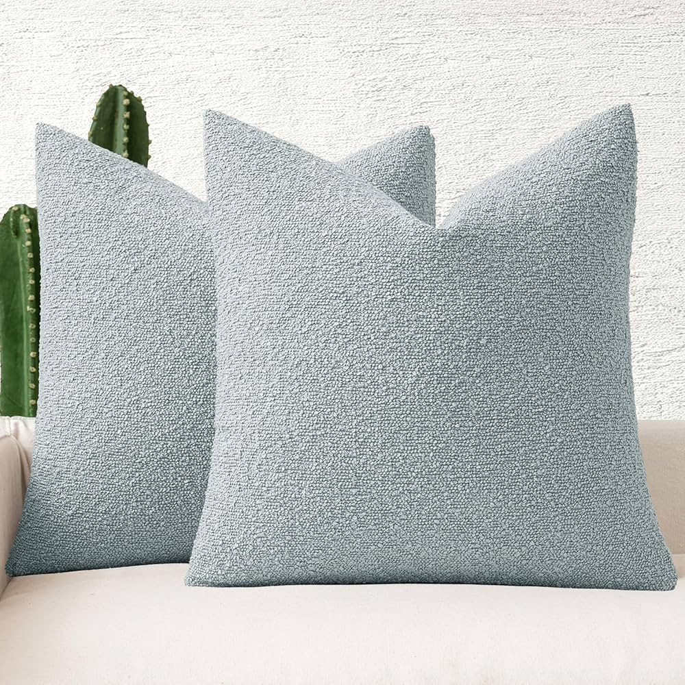 MIULEE 20x20 Inch Decorative Pillow Covers for Couch Bed Set of 2 Textured Boucle Neutral Throw P... | Amazon (US)