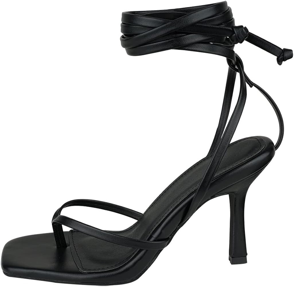 Women's Strappy Thong Heels Sandals | Amazon (US)