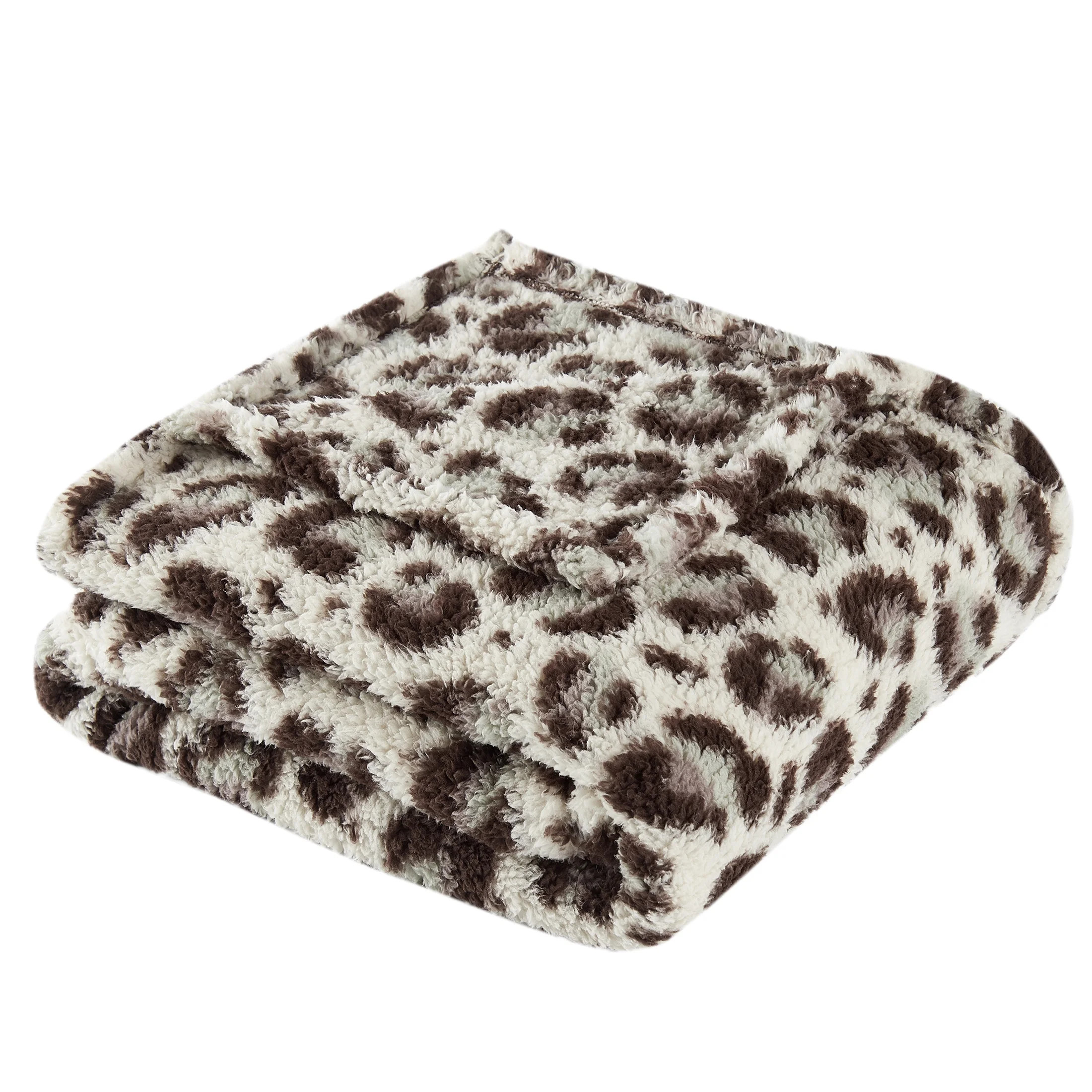 Mainstays Extra Plush Printed Lightweight Sherpa Throw Blanket, 50" X 60", Leopard | Walmart (US)