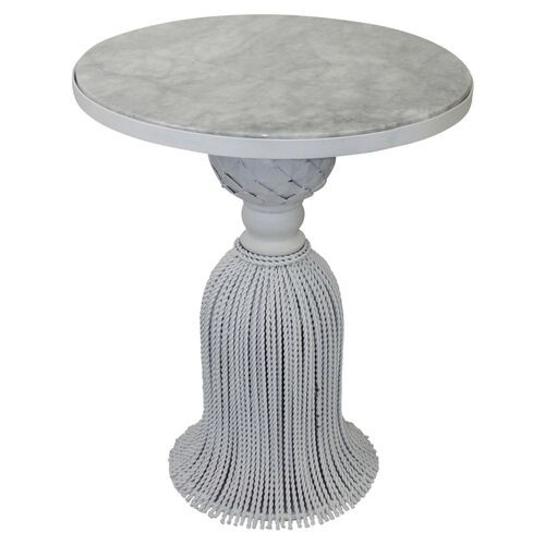 Cailey Marble Side Table, Antiqued White | One Kings Lane