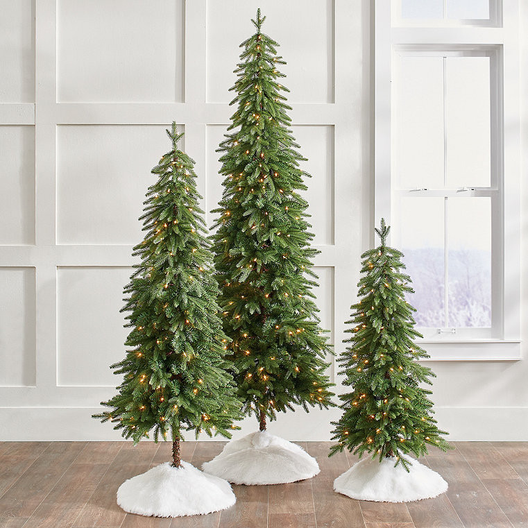 Christmas Down Swept Slim Pine Tree, Set Of Three - Grandin Road | Grandin Road