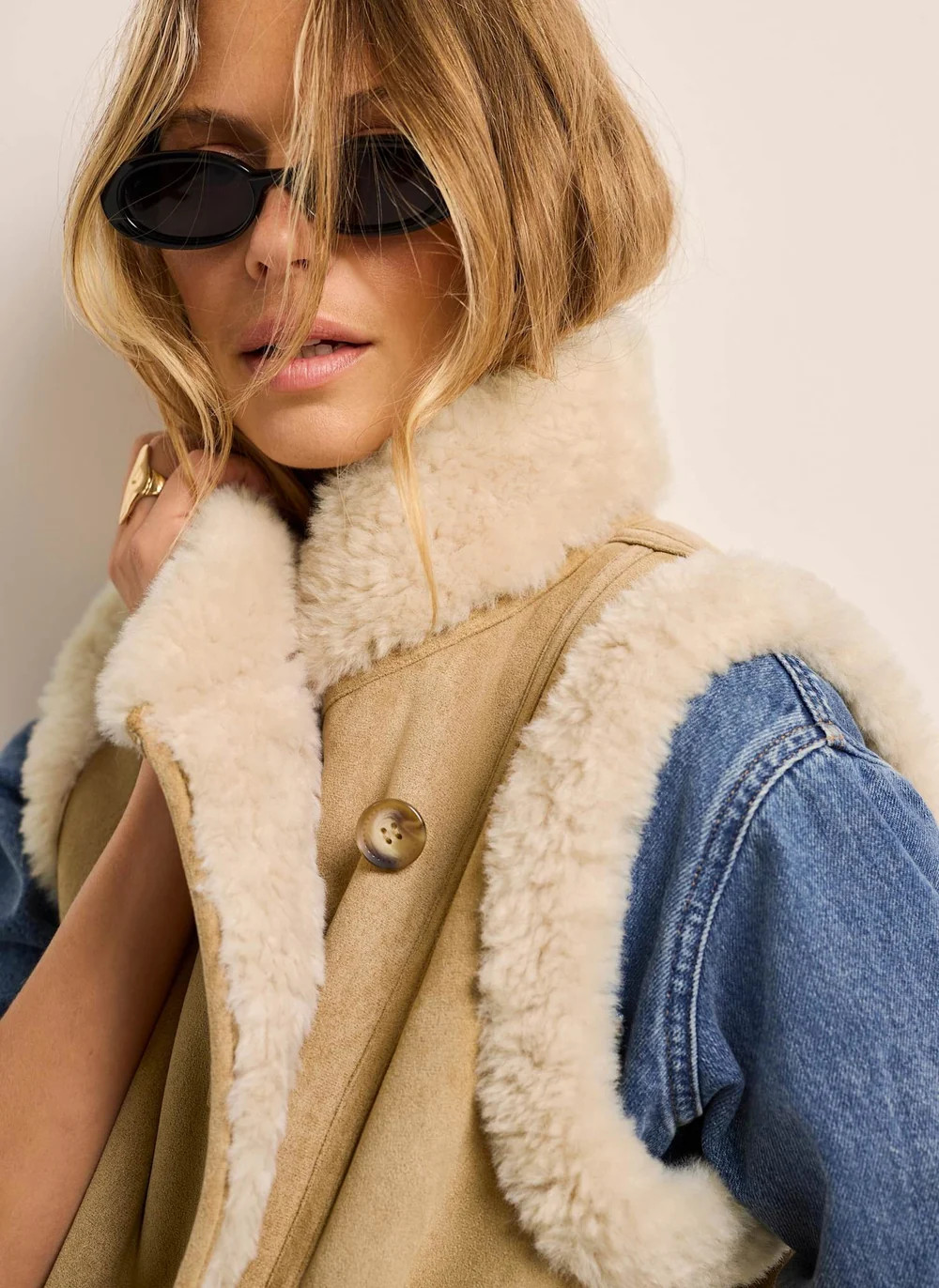 Neutral Faux Fur Gilet | Mint Velvet